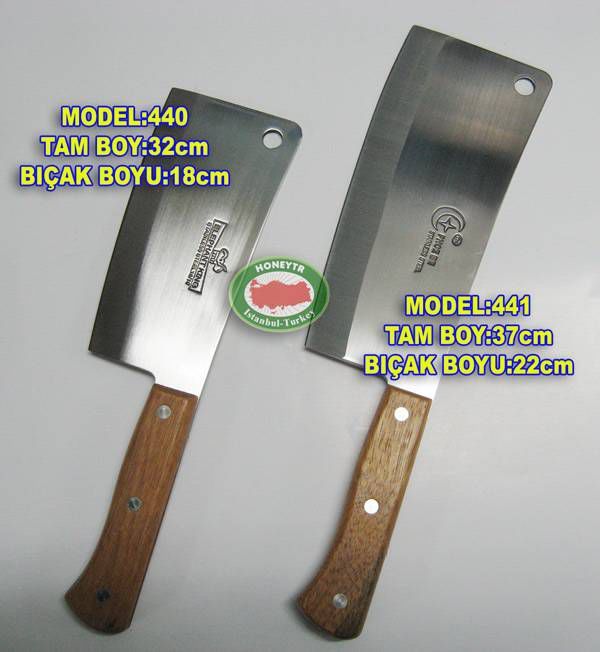 AHŞAP SAPLI SÜPER ÇELİK ET SATIRI 32cm KOD:440