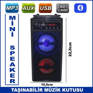 Yüksek Ses Düzeyli Taşınabilir Müzik Kutusu Bluetooth Aux Usb Sd Card Özellikli Şarjlı