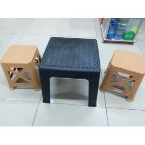 3 Parça Raddan Oturma Grubu 2 Tabure +Sahpalı Oturak Set,Sehpa+Çift Tabure Satranç-Tavla Oyun Masası