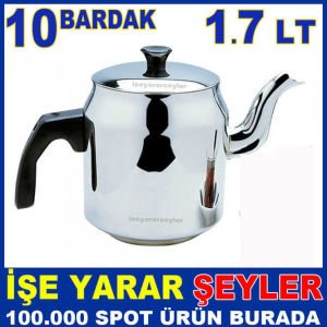 ORTA BOY ÇAY OCAĞI DEMLİĞİ PASLANMAZ ÇELİK KAHVECİ DEMLİĞİ 1.7 LİTRE KAHVECİ TEK ÇELİK DEMLİK abn34