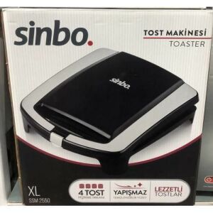 Sinbo SSM-2550 XL 4 Tost Pişirme İmkanı Sunan Siyah Tost Makinesi