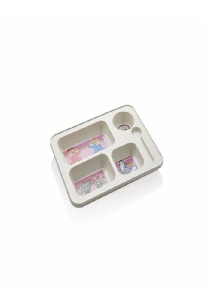 Melamin Bölmeli Mama Çocuk Tabağı 23x28.5 cm Kırılmalara Dayanıklı Tabak