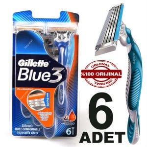 6adet Gillette Blue3 OYNAR BAŞLIKLI TIRAŞ BIÇAĞI