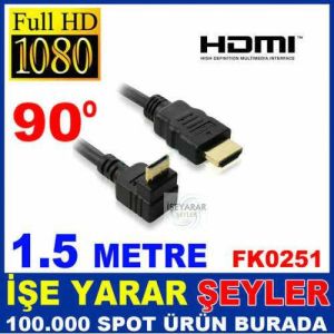 HDMI - HDMI 1080P L TİPİ 90 DERECE KABLO 1.5 MT