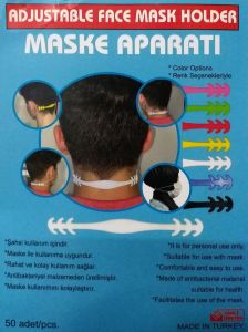 50 Adet Ultrasonik 3 katlı Lastikli Yüz Maskesi ile+50 adet Kulak Koruyucu Kolay Maske Takma Aparatı