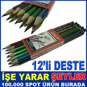 12 ADET MERCANLI KARAKALEM KURŞUN KALEM SETİ-3