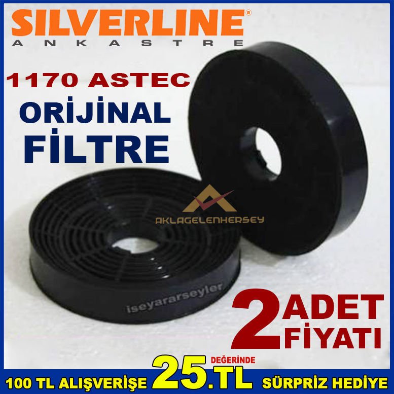 SILVERLINE 1170 ASTEC ANKASTRE DAVLUMBAZ FİLTRESİ SILVERLINE 1170 ASTEC ASPİRATÖR KARBON FİLTRE