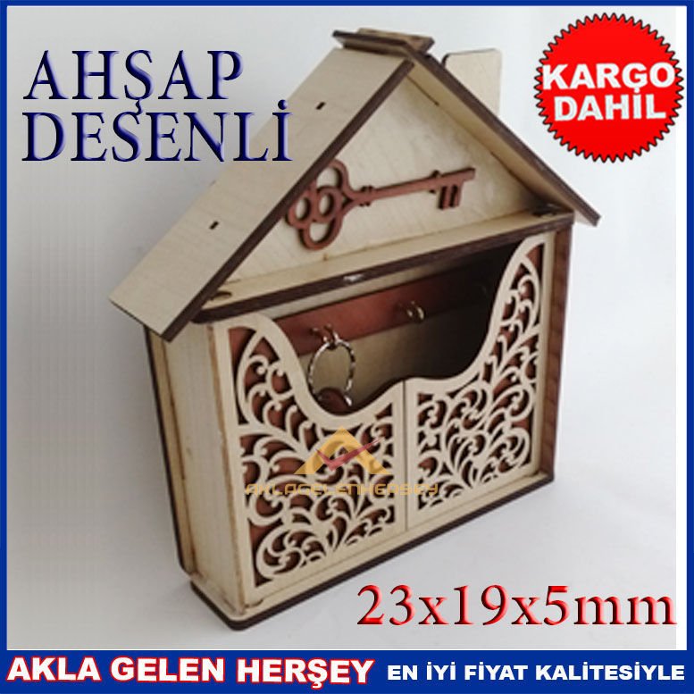 4 ASKILI DESENLİ KAPAKLI AHŞAP ANAHTARLIK, Dekoratif ahşap anahtar kutusu,anahtar dolabı -2