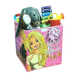Orjinal Lisanslı Barbie Oyuncak Saklama Kutusu 35x33x38cm Barbie Desenli Katlanabilir Oyuncak Kutusu