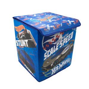 Orjinal Lisanslı Hot Wheels Arabalı Oyuncak Kutusu 35x33x38cm Araba Desenli Katlanır Oyuncak Kutusu