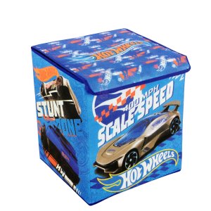 Orjinal Lisanslı Hot Wheels Arabalı Oyuncak Kutusu 35x33x38cm Araba Desenli Katlanır Oyuncak Kutusu