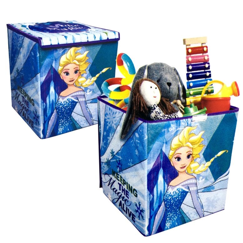 Orjinal Lisanslı Disney Frozen Oyuncak Kutusu 35x33x38cm Frozen Desenli Katlanır Oyuncak Kutusu