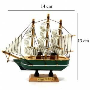 Dekoratif Ahşap Maket Yelkenli Gulet Gemi Hediyelik Süs Eşyası Tekne 14 cm