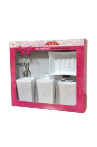 4 Parça Flora F350 Diva Banyo Seti (Sabunluk, Sıvı Sabunluk,  Diş Fırçalık, Pamukluk)
