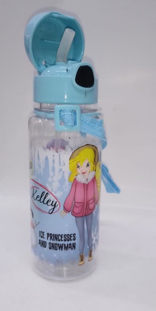 Mavi Renk Suluk Buz Prensesler Kelley-Francie  Kardanadam Pipetli 500ml Su Matarası Kırılmayan En Sağlıklı İçecek Kabı