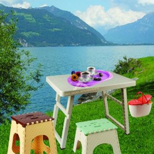 Pratik Katlanabilir Piknik Masası 40x52x4cm Ebatında Şık Tasarım Portatif Katlanır Piknik Sehpası