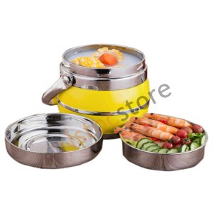 Paslanmaz Çelik 2Bölmeli Kulplu Yemek Termosu Korumalı Sefer Tası
