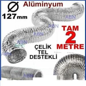 Aspiratör,Davlumbaz 2metre Alüminyum Flexi Boru ÇelikTel Destekli