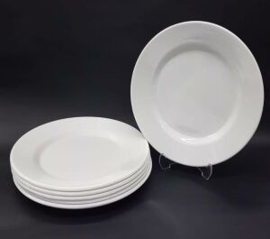6 Adet Beyaz Melamin Tatlı,Pasta Servis Tabağı 21cm Sığ Tabak Günlük Kullanıma Hesaplı Ordövr Tabak