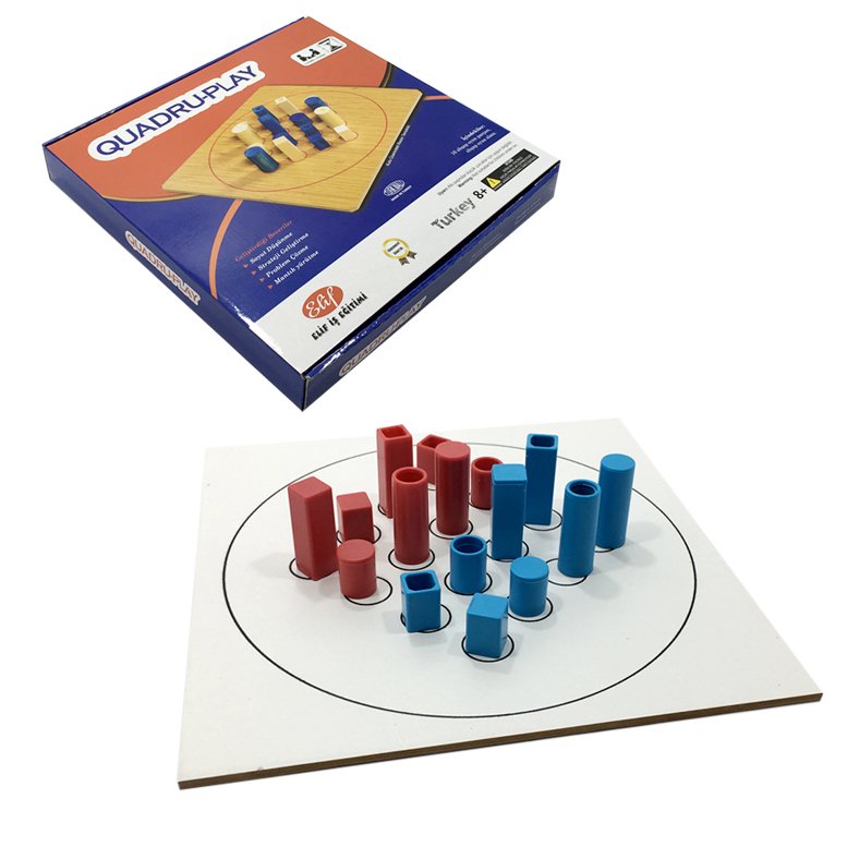 Quadru-play 16 Parça Ahşap Zeka Mantık ve Strateji Oyunu 5+ Yaş Quarto Oyunu