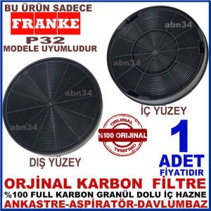 FRANKE ANKASTRE DAVLUMBAZ FİLTRESİ FRANKE P32 MODEL DAVLUMBAZ İÇİN GRANÜL KARBONLU FİLTRE