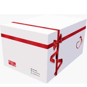 BüyükBoy Dekorlu Çeyiz Kolisi 60x40x32cm Şık Karton Çeyiz Sandığı Beyaz Zeminde Kurdela Kalp Figürlü