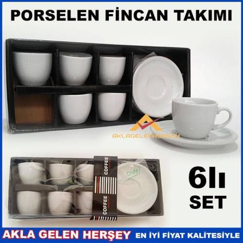 Kendinden Desenli Düz Beyaz Porselen Kahve Fincan Takımı Kendinden Desenli Düz Beyaz Porselen Kahve Fincan Takımı Ovall
