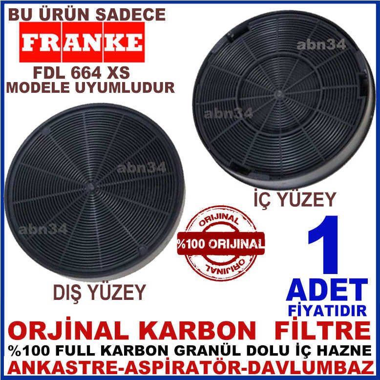 FRANKE ANKASTRE DAVLUMBAZ FİLTRESİ FRANKE FDL 664 XS MODEL DAVLUMBAZ İÇİN GRANÜL KARBONLU FİLTRE