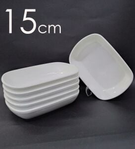 12 Adet Beyaz Melamin Kayık Tabak 15x10cm Orta Boy Salata Tabağı Günlük Kullanıma Hesaplı Oval Tabak