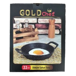 18-20-22 cm 3'lü Set Gold Chef Granit Döküm Sahan Tava Yanmaz Yapışmaz İç Düzey