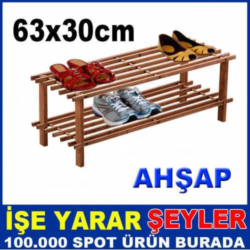 Çift Kat Ahşap Raf Çok Amaçlı Portabl Ahşap Ayakkabılık 2 Bölmeli Portatif Kurmalı Ahşap Ayakkabılık