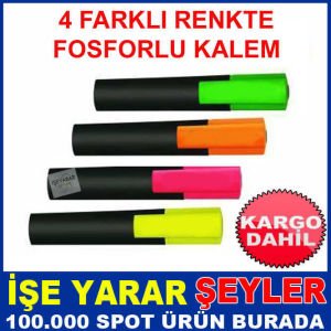 4 ADET RENKTE FOSFORLU KALEM İŞARETLEYİCİ KD