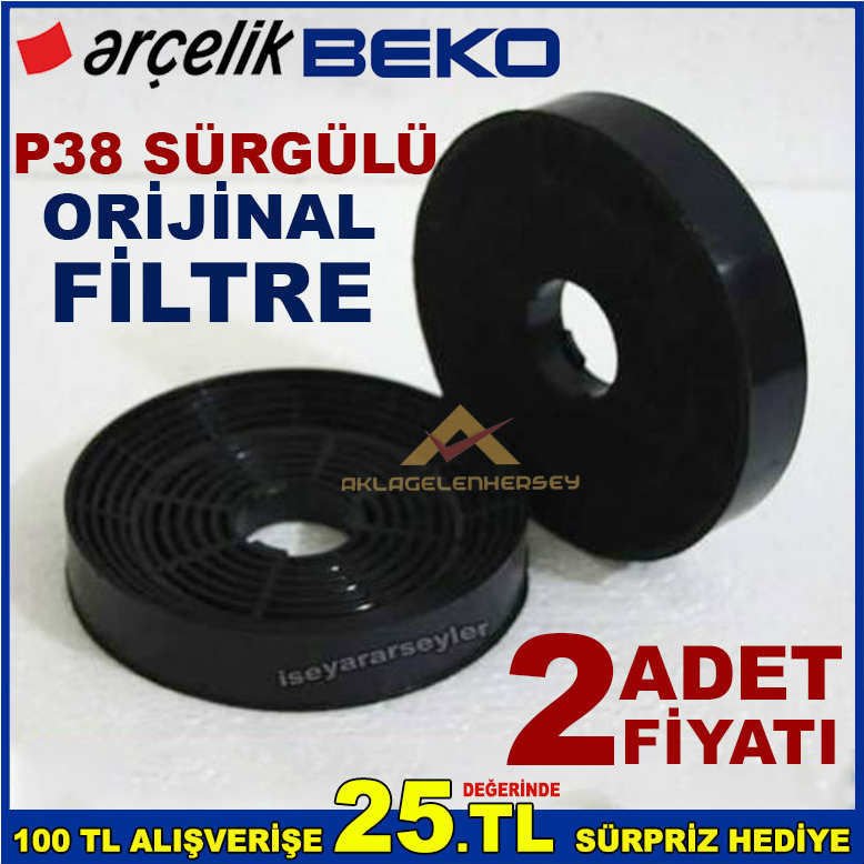 ARÇELİK BEKO P38 SÜRGÜLÜ ANKASTRE DAVLUMBAZ FİLTRESİ BEKO P38 ASPİRATÖR BACASIZ KARBON FİLTRE