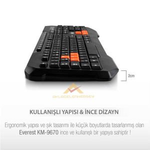 EVEREST WIRELESS MULTIMEDIA COMBO KABLOSUZ RENKLİ YÖN TUŞLU OYUNCU KLAVYE MOUSE SETİ