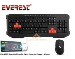 EVEREST WIRELESS MULTIMEDIA COMBO KABLOSUZ RENKLİ YÖN TUŞLU OYUNCU KLAVYE MOUSE SETİ