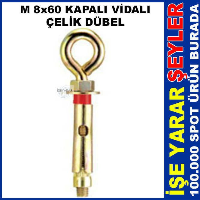 2 ADET M 8x60 KAPALI VİDA KANCALI ÇELİK DÜBEL