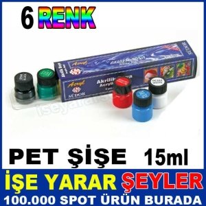 6 ŞİŞE KARIŞIK RENK AKRİLİK BOYA SÜDOR 6lı NON-TOXIC PET AKRİLİK BOYA SETİ Akrilik Boyama Seti-3