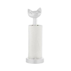 Kedi Tasarımlı Plastik Masa Üstü Kağıt Havluluk Standı Beyaz Renk Dekoratif Kedi Havluluk