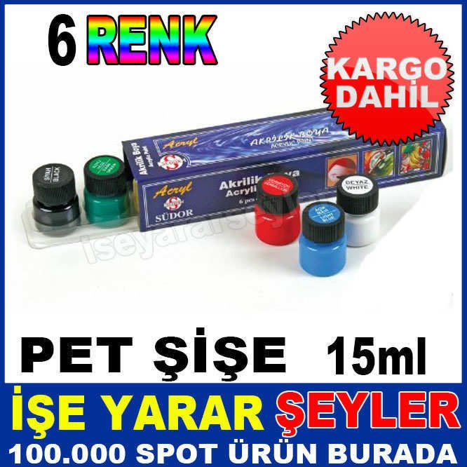 6 ŞİŞE KARIŞIK RENK AKRİLİK BOYA SÜDOR 6lı NON-TOXIC PET AKRİLİK BOYA SETİ Akrilik Boyama Seti-3