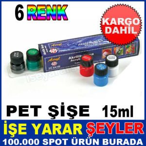 6 ŞİŞE KARIŞIK RENK AKRİLİK BOYA SÜDOR 6lı NON-TOXIC PET AKRİLİK BOYA SETİ Akrilik Boyama Seti-3