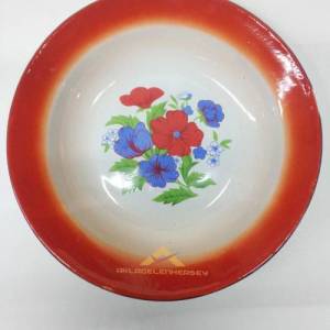 Ø 22cm Çinko Kaplama Emaye Tabak Çok Amaçlı Dış Yüzeyi Çiçek Desenli Emaye Tabak