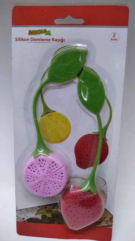 MICRA Silikon Demleme Kaşığı Çilek Ve Limon 2 Adet%100 Gıda Sınıfı D-Raf