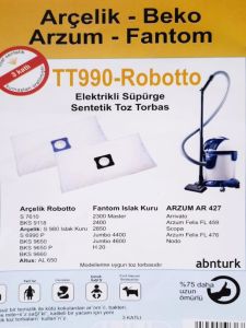 5 adet Arçelik S 7610 9118 3 Kat Elyaf Elektrikli Süpürge Torbası AntiAlerjik Hijyen Sentetik Torba