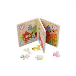 ER108 Kitap Puzzle 6 Sayfalı Eğitici Ve Sağlıklı Ahşap Oyuncak Zeka Gelişimine Destekçi