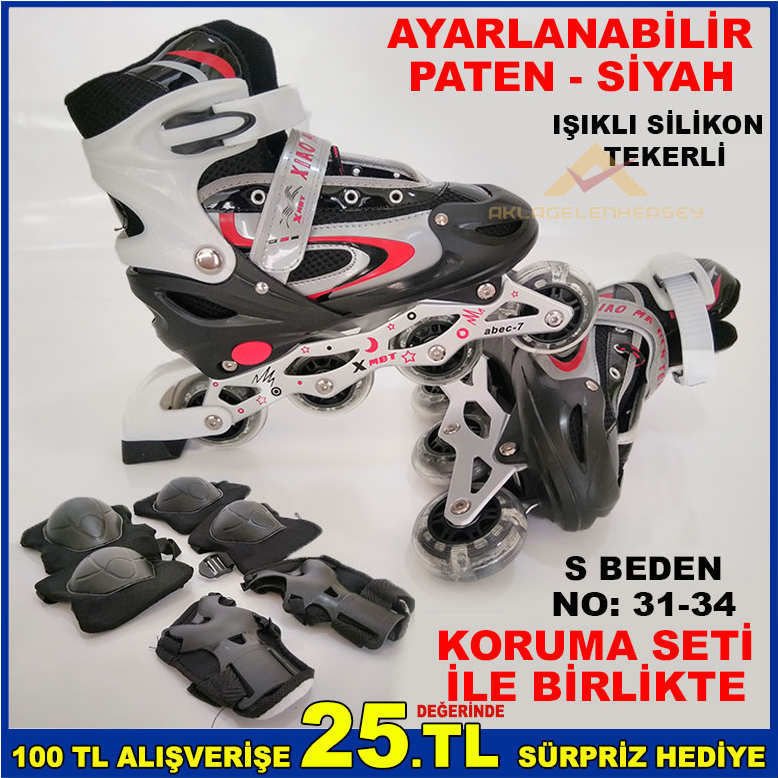 KORUMA SETLİ IŞIKLI TEKER AYARLI PATEN SY-S-3134