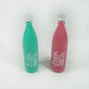 Soft Renkli Baskılı Cam Su Şişesi 750ml Kapasiteli Dekoratif Şişe