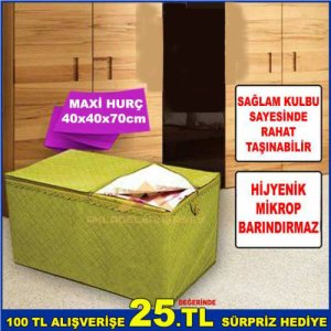 40x40x70cm Boyutlarına Sahip Taşınabilir Kulplu Hijyenik,Mikrop Barındırmaz Sandık Tipi Hurç