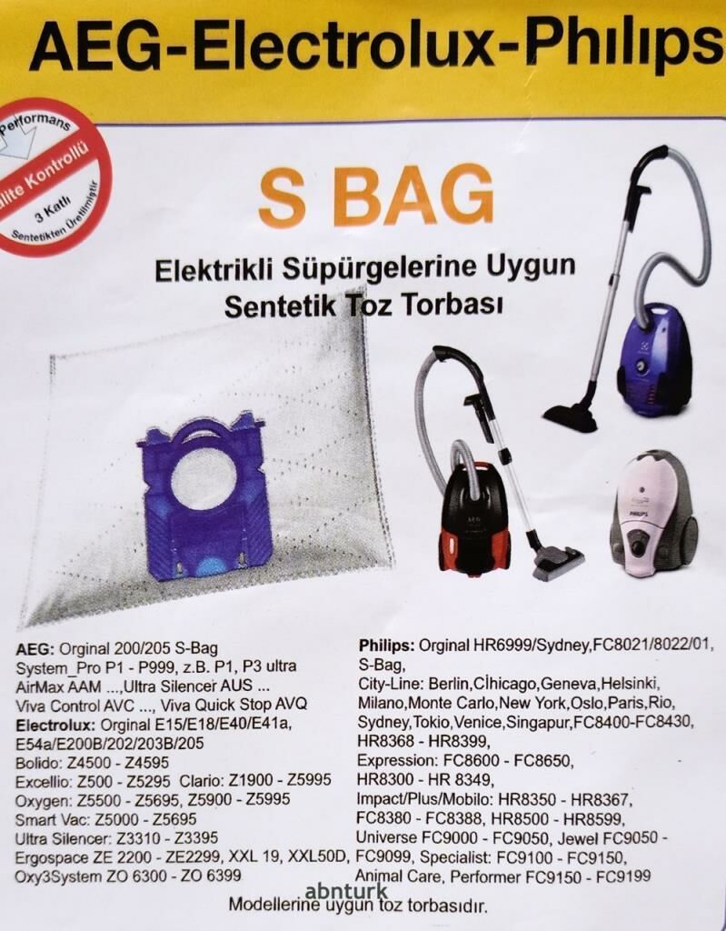 20 adet AEG S Bag Ultra Silencer AUS Viva Control AVC Viva Quick Stop AVQ Elektrikli Süpürge Torbası 3 Kat Elyaf AntiAlerjik Hijyen Sentetik Torba