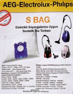20 adet AEG S Bag Ultra Silencer AUS Viva Control AVC Viva Quick Stop AVQ Elektrikli Süpürge Torbası 3 Kat Elyaf AntiAlerjik Hijyen Sentetik Torba