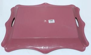 Dikdörtgen Şeklinde 43x34cm Ebatında 2 Kulplu Servis Tepsisi     Kenarları Kıvrımlı Kaliteli Plastik